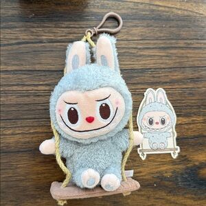 Pop Land Grey Labubu Timber Workshop Plush Pendant